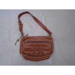 Vintage Y2K Fossil Geniunien Leather Brown Adjustable Strap Shoulder Crossbody